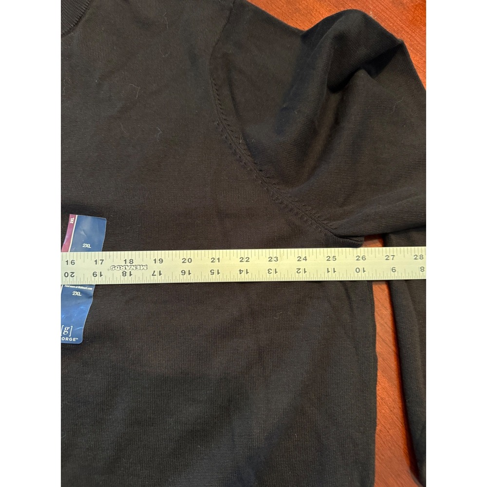 NWT GEORGE Men's black 2XL 1/4 Zip Pullover Long Sleeve Sweatshirt office party - Picture 8 of 8